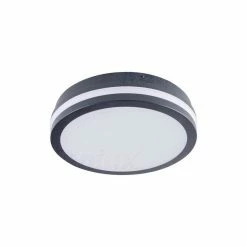 Le moins cher ⌛ Kanlux Plafonnier LED 18W à détecteur étanche IP54 rond ∅220mm Graphite - Blanc Naturel 4000K ⭐