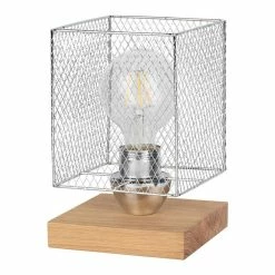 Sortie 🔔 Paris prix Lampe à Poser Design "Cage" 21cm Chêne Huilé 🔥