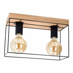 Budget 🥰 Paris prix Plafonnier Design 2 Têtes "Gretter" 55cm Chêne Huilé 👍