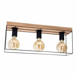 Nouveau ✔️ Paris prix Plafonnier Design 3 Têtes "Gretter" 35cm Chêne Huilé 👍