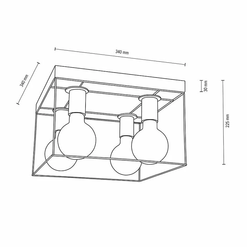 Grosses soldes ✔️ Paris prix Plafonnier Design 4 Têtes "Gretter" 34cm Gris & Noir ⭐ – Image 2