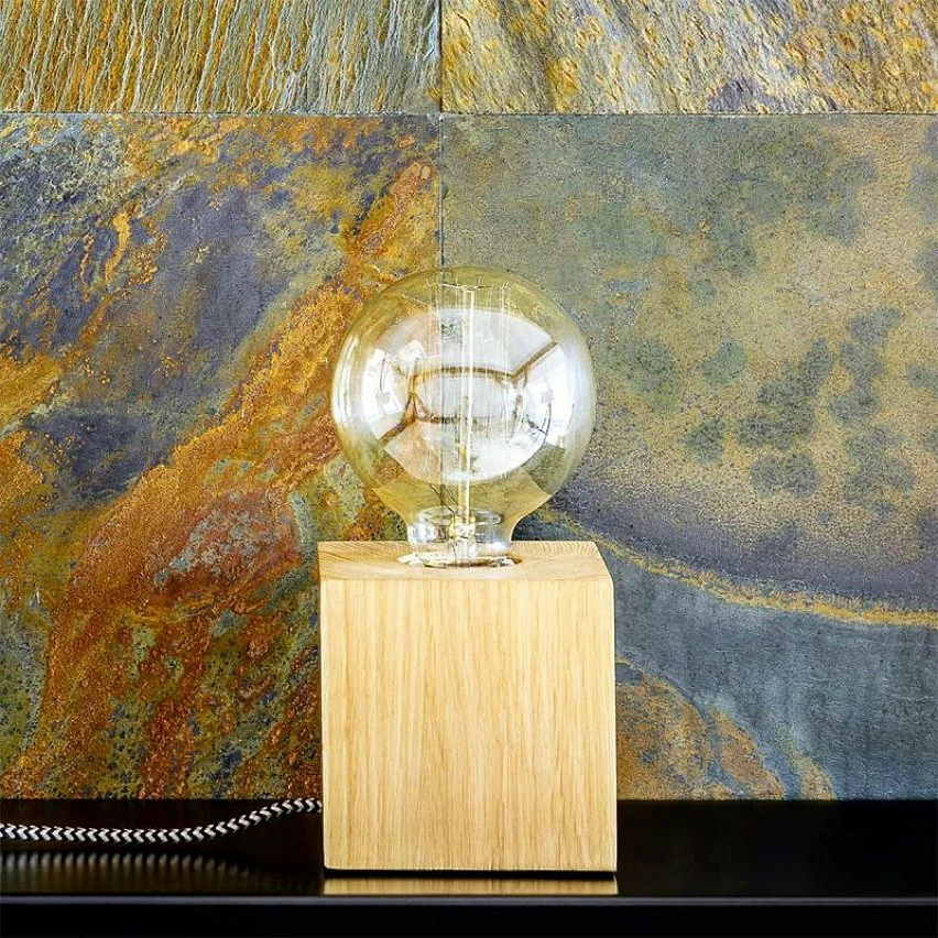 Vente flash đŻ Paris prix Lampe Ă Poser Design "Trongo" 10cm ChĂȘne HuilĂ© đ â Image 3