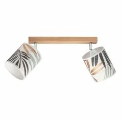 Bon marché ⭐ Paris prix Plafonnier 2 Têtes Design "Hoja" 25cm Chêne Huilé 🔔