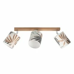 Offres 🧨 Paris prix Plafonnier 3 Têtes Design "Hoja" 25cm Chêne Huilé 💯