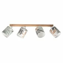 Nouveau 😉 Paris prix Plafonnier 4 Têtes Design "Hoja" 25cm Chêne Huilé 💯