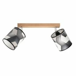 Promo 😀 Paris prix Plafonnier 2 Têtes Design "Espacio" 37cm Chêne Huilé 🔥