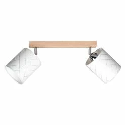 Tout neuf 😍 Paris prix Plafonnier 2 Têtes Design "Punto" 37cm Chêne Huilé ❤️