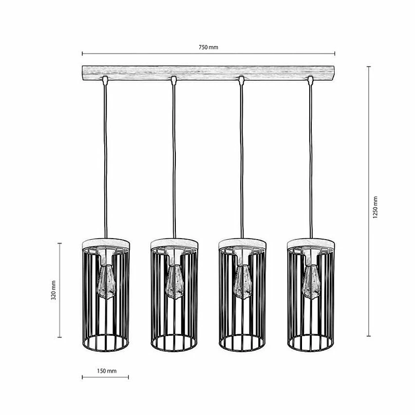 Promo đ Paris prix Lampe Suspension 4 TĂȘtes Design "Gunnar" 135cm Noir đ â Image 2