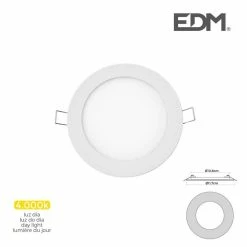 Meilleure affaire ❤️ EDM Downlight LED 6W rond ∅11,7cm Blanc - Blanc Naturel 4000K 🧨