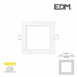 Offres 🔔 EDM Downlight LED 6W carré 11,7cm Blanc - Blanc Naturel 4000K ✨