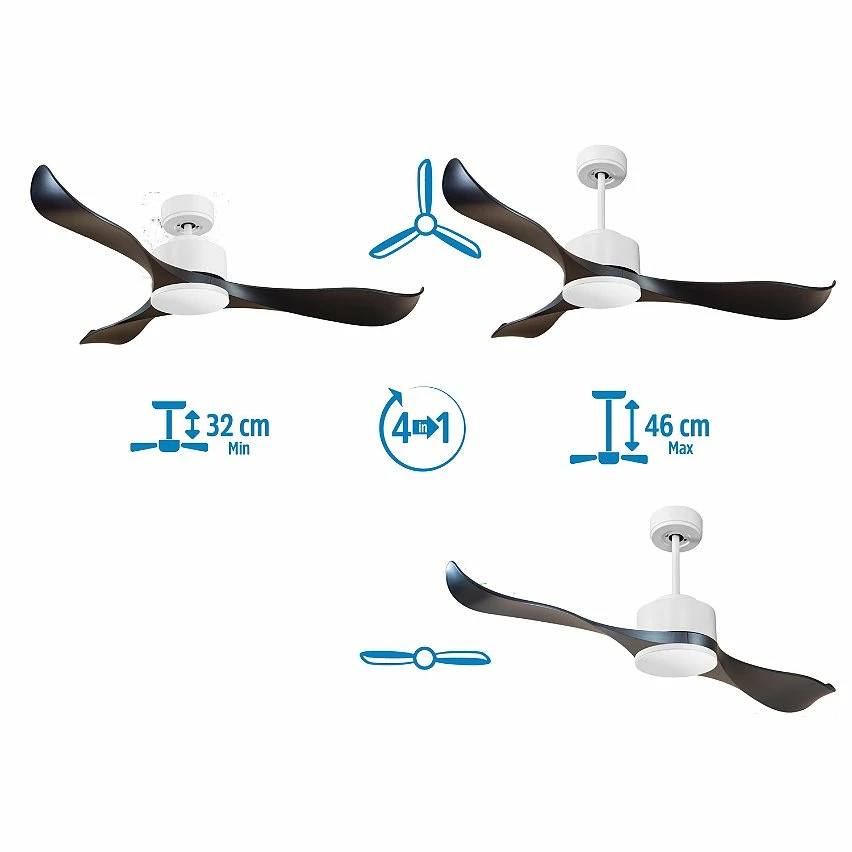 Le moins cher 🧨 Klassfan Ventilateur de plafond Réversible Thermostat Wifi Moteur à courant continu Toits en pente Télécommande Scénarios Adaptateur 2/3 Lames 👏 – Image 5