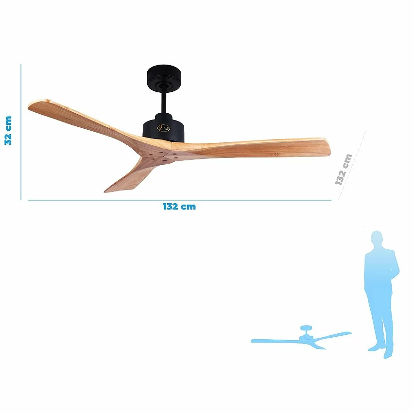 Remise 🎉 Klassfan Ventilateur de plafond DC pales en bois 132cm avec 6 vitesses et Wifi 💯 – Image 5