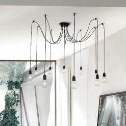 Vente flash ✔️ HOMEMANIA Lampe à Suspension Wire - Noir - 180 x 180 x 93 cm ❤️