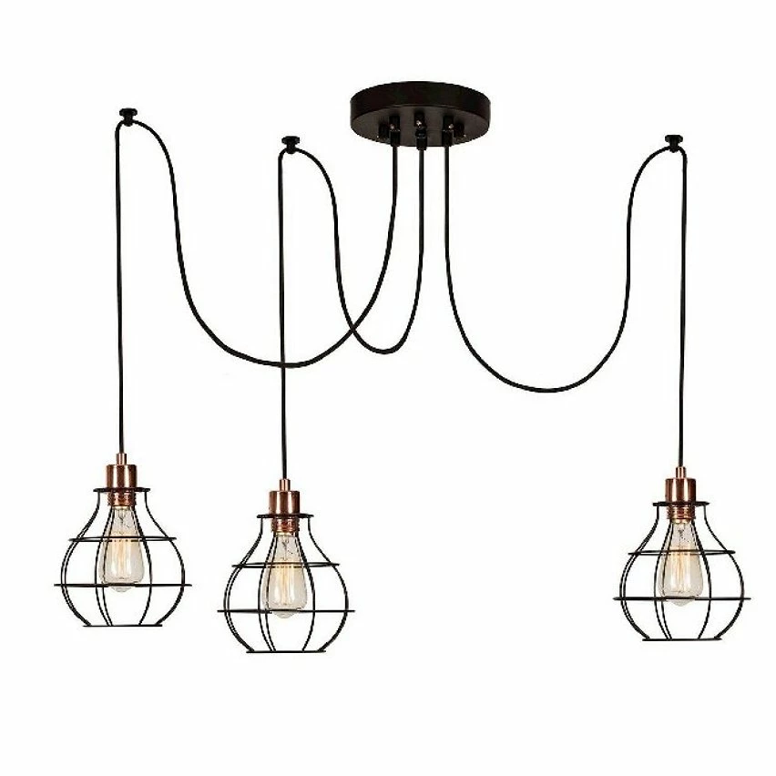 Tout neuf đ„ HOMEMANIA Lampe Ă Suspension Wire-Fall - Cuivre, noir - 180 x 180 x 113 cm đ