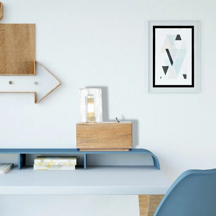 Meilleure vente đ HOMEMANIA Lampe de Bureau Idea - ChĂȘne - 10 x 19 x 22 cm âš â Image 2