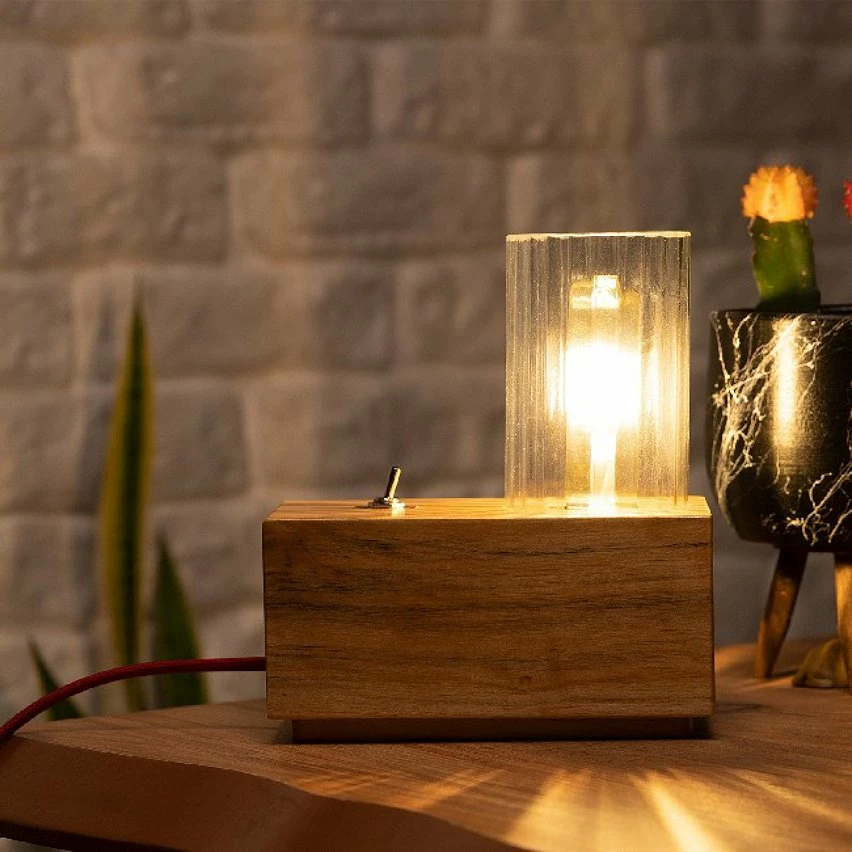 Meilleure vente đ HOMEMANIA Lampe de Bureau Idea - ChĂȘne - 10 x 19 x 22 cm âš â Image 4