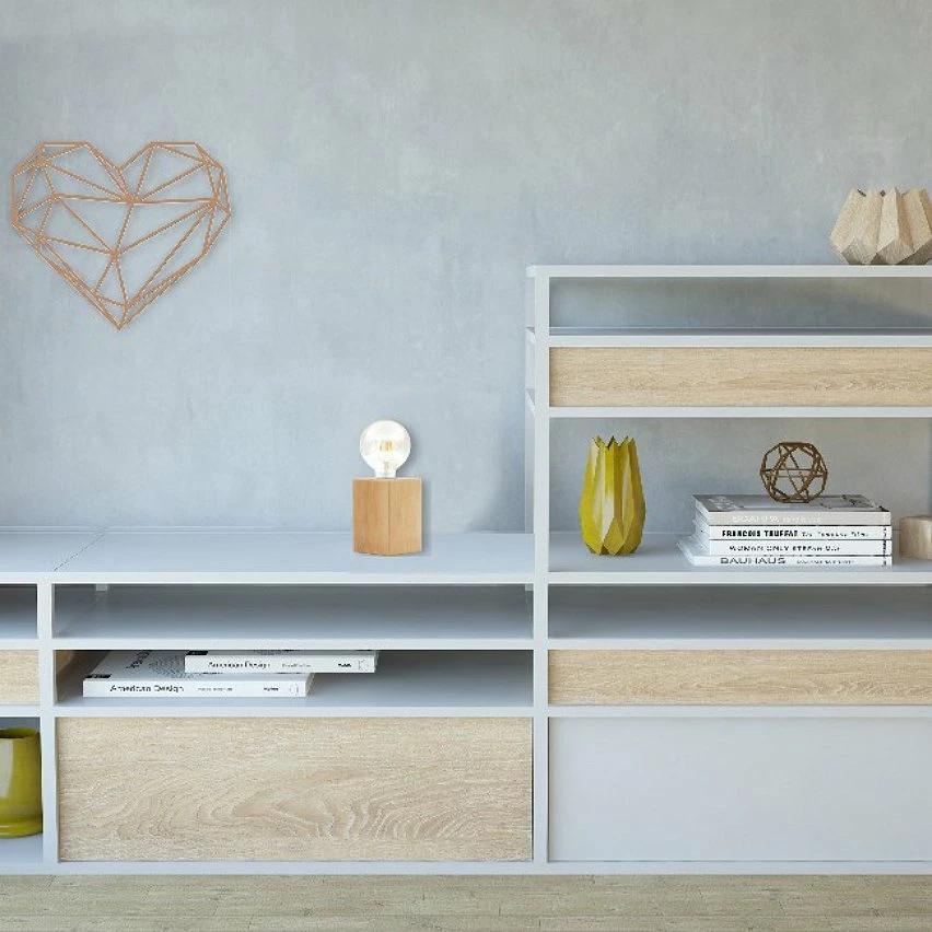 De gros đ HOMEMANIA Lampe de Bureau Shape Base - ChĂȘne - 10 x 10 x 14 cm đ â Image 3