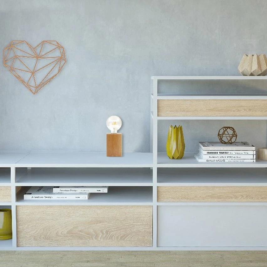 De gros đ HOMEMANIA Lampe de Bureau Shape Base - ChĂȘne - 10 x 10 x 14 cm đ â Image 4