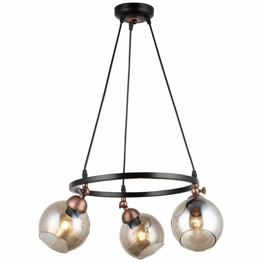 Grosses soldes đ HOMEMANIA Lampe Ă Suspension Serrta - Noir, Cuivre - 47 x 47 x 95 cm đŻ