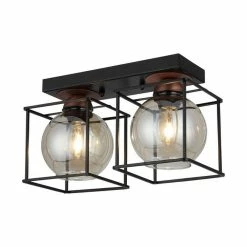 Tout neuf 🎁 HOMEMANIA Lampe de Plafond Arne - Noir, Cuivre - 15 x 36 x 22 cm 🧨