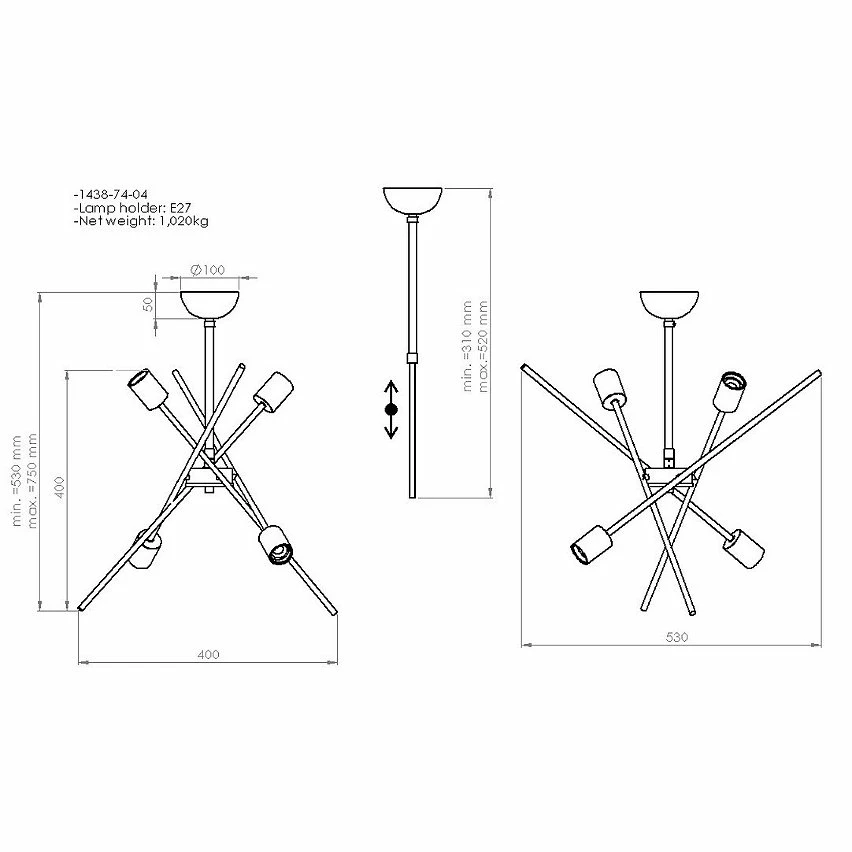 Coupon 🎉 HOMEMANIA Lampe à Suspension Gera - Cuivre, noir - 40 x 53 x 75 cm 💯 – Image 3