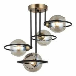 De gros 🎉 HOMEMANIA Lampe à Suspension Ringo - Or, noir - 53 x 53 x 43 cm 🥰