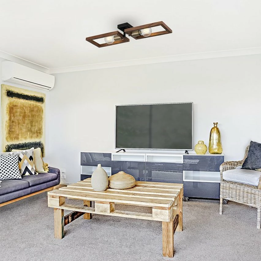 Tout neuf 🎉 HOMEMANIA Lampe de Plafond Era - Or, Noir, Bois - 62 x 17 x 9 cm 🧨 – Image 2