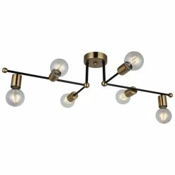 Remise 🎁 HOMEMANIA Lampe de Plafond Rena - Or, noir - 49 x 87 x 20 cm 👍