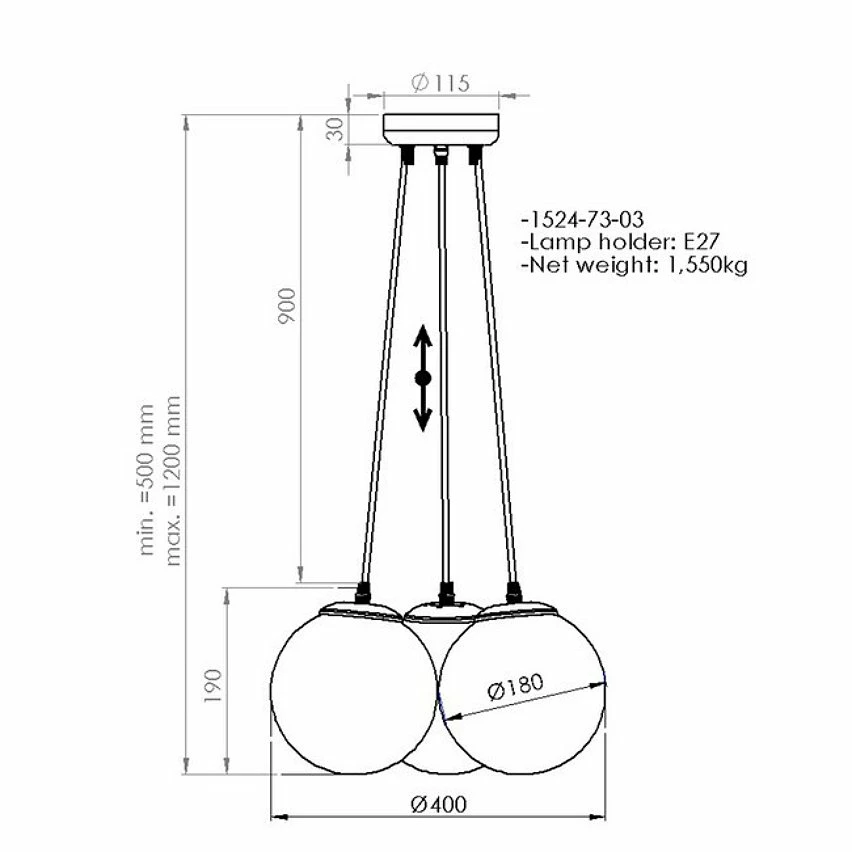 Sortie 👏 HOMEMANIA Lampe à Suspension Polino - Noir, or - 40 x 40 x 120 cm 🎉 – Image 3