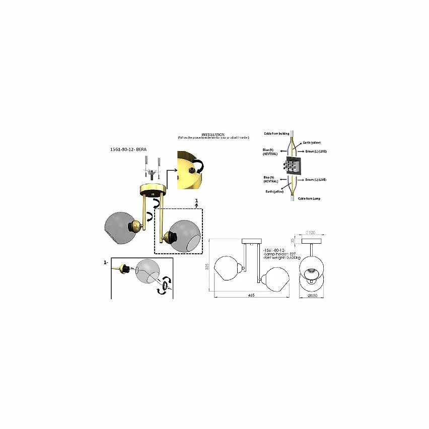 Budget đ§š HOMEMANIA Lampe de Plafond Bera - Or - 15 x 46 x 33 cm đ â Image 3
