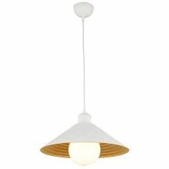 Budget 😍 HOMEMANIA Lampe à Suspension Metal - Blanc, or - 35 x 35 x 60 cm ⭐