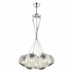 Le moins cher 🔔 HOMEMANIA Lampe à Suspension Modern - Chrome, Transparent - 50 x 50 x 90 cm ⌛