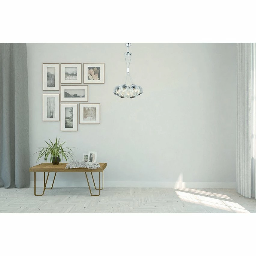 Le moins cher đ HOMEMANIA Lampe Ă Suspension Modern - Chrome, Transparent - 50 x 50 x 90 cm â â Image 2