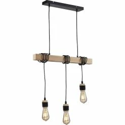 Meilleure affaire 🎁 ATHM Design Suspension ZANE Noir - abat jour Metal Noir Bois 🔔