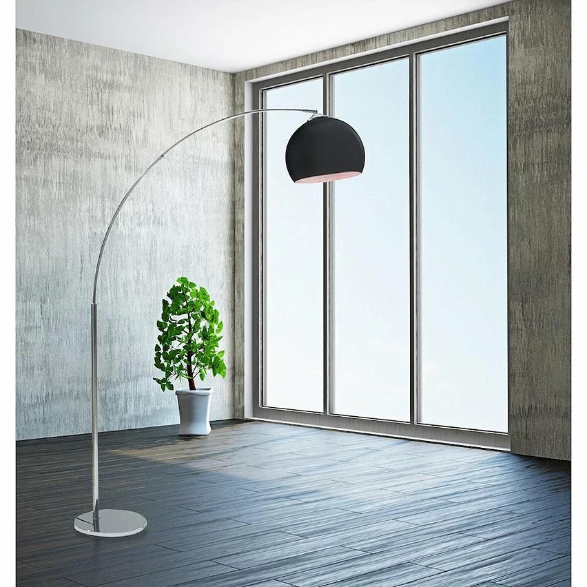Vente flash ✨ ATHM Design Lampadaire BALLA Noir - abat jour PVC pieds metal chrome ✔️ – Image 2
