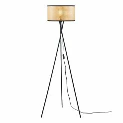 Offres 👍 ATHM Design Lampadaire MIDO Noir - abat jour PVC pieds Metal 🛒