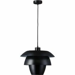 Remise 😍 ATHM Design Suspension FONTEYN Noir - abat jour Metal 😉