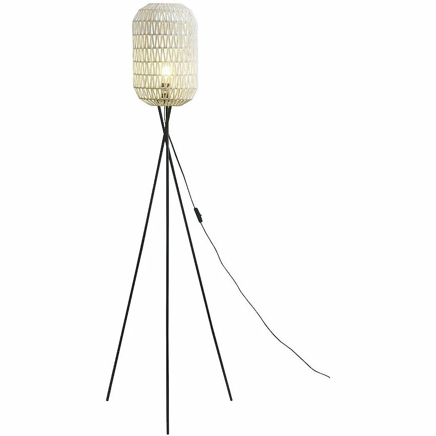 Promo ⌛ ATHM Design Lampadaire CHICAGO Blanc - abat jour Papier Rotin pieds Metal ❤️ – Image 5