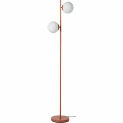Coupon đ ATHM Design Lampadaire RETRO Marron - abat jour verre pieds metal brossĂ© đ