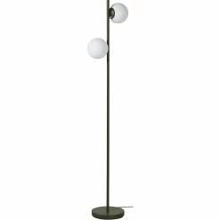 Acheter 💯 ATHM Design Lampadaire RETRO Vert Kaki - abat jour verre pieds metal brossé ✔️
